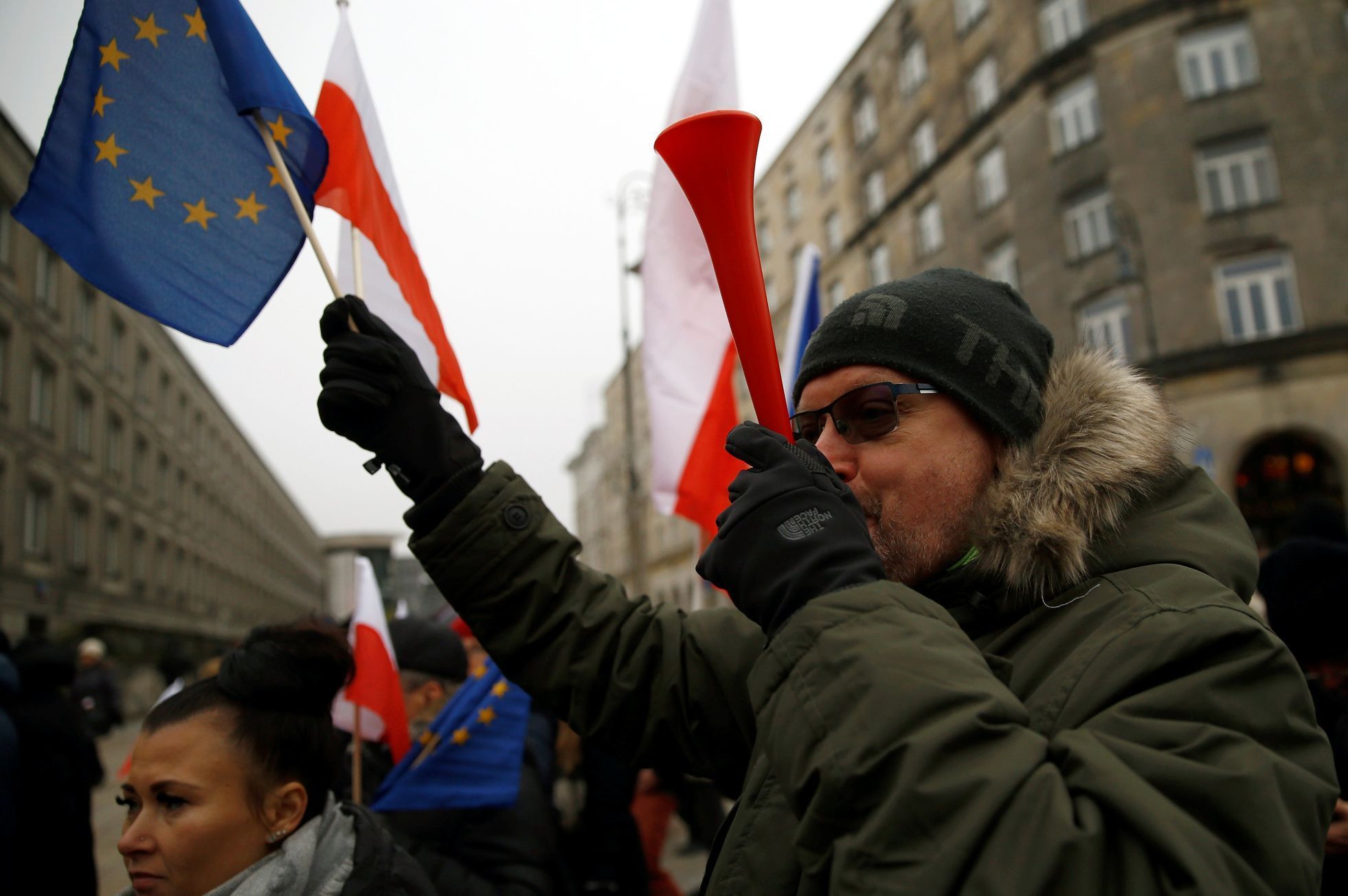 Polsko demonstrace proti vládě ve Varšavě