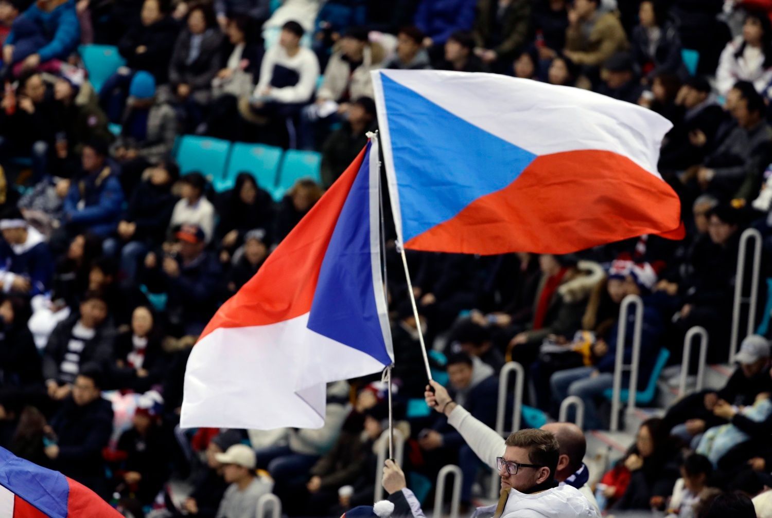Čeští fanoušci při zápase Česko - Švýcarsko na ZOH 2018