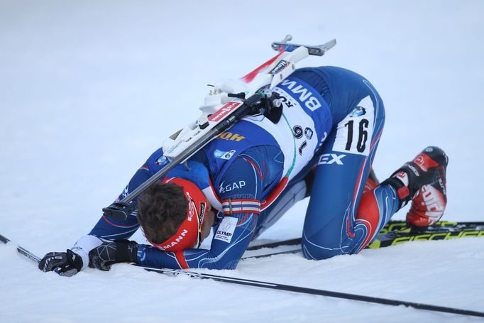 Ondřej Moravec při SP v biatlonu v Ruhpoldingu 2018