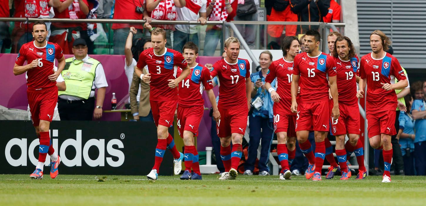 Český tým v utkání Řecko - Česká republika na Euru 2012