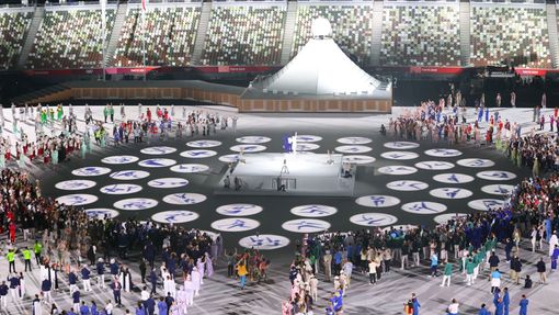 Olympijské piktogramy při slavnostním zahájení her v Tokiu 2020