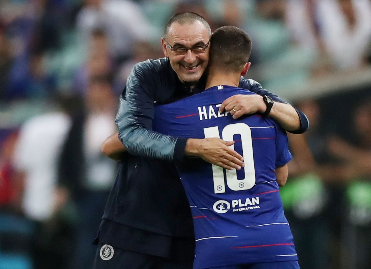 Eden Hazard a Maurizio Sarri ve finále Evropské ligy 2019