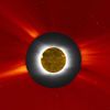 The View From Easter Island On July 11, 2010, the new moon passed directly in front of the sun, causing a total solar eclipse in the South Pacific. In this image, the solar eclipse is shown in gray and white from a photo provided by the Williams College Expedition to Easter Island and was embedded with an image of the sun’s outer corona taken by the Large Angle Spectrometric Coronagraph (LASCO) on the SOHO spacecraft and shown in red false color. LASCO uses a disk to blot out the bright sun and the inner corona so that the faint outer corona can be monitored and studied. Further, the dark silhouette of the moon was covered with an image of the sun taken in extreme ultraviolet light at about the same time by the Atmospheric Imaging Assembly on the Solar Dynamics Observatory. The composite brings out the correlation of structures in the inner and outer corona. Image Credit: NASA/ESA/Williams College Eclipse Expedition