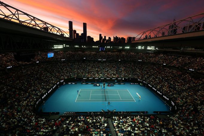 Večerní pohled na Melbourne Park