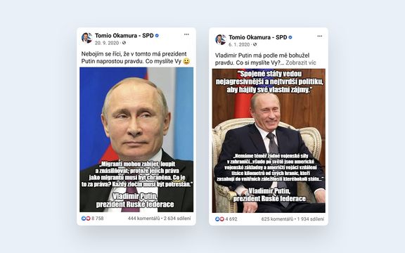 Tomio Okamura není znám zrovna pečlivým ověřováním zdrojů a jen část těchto citátů zní jako něco, co někde skutečný Putin mohl říct.