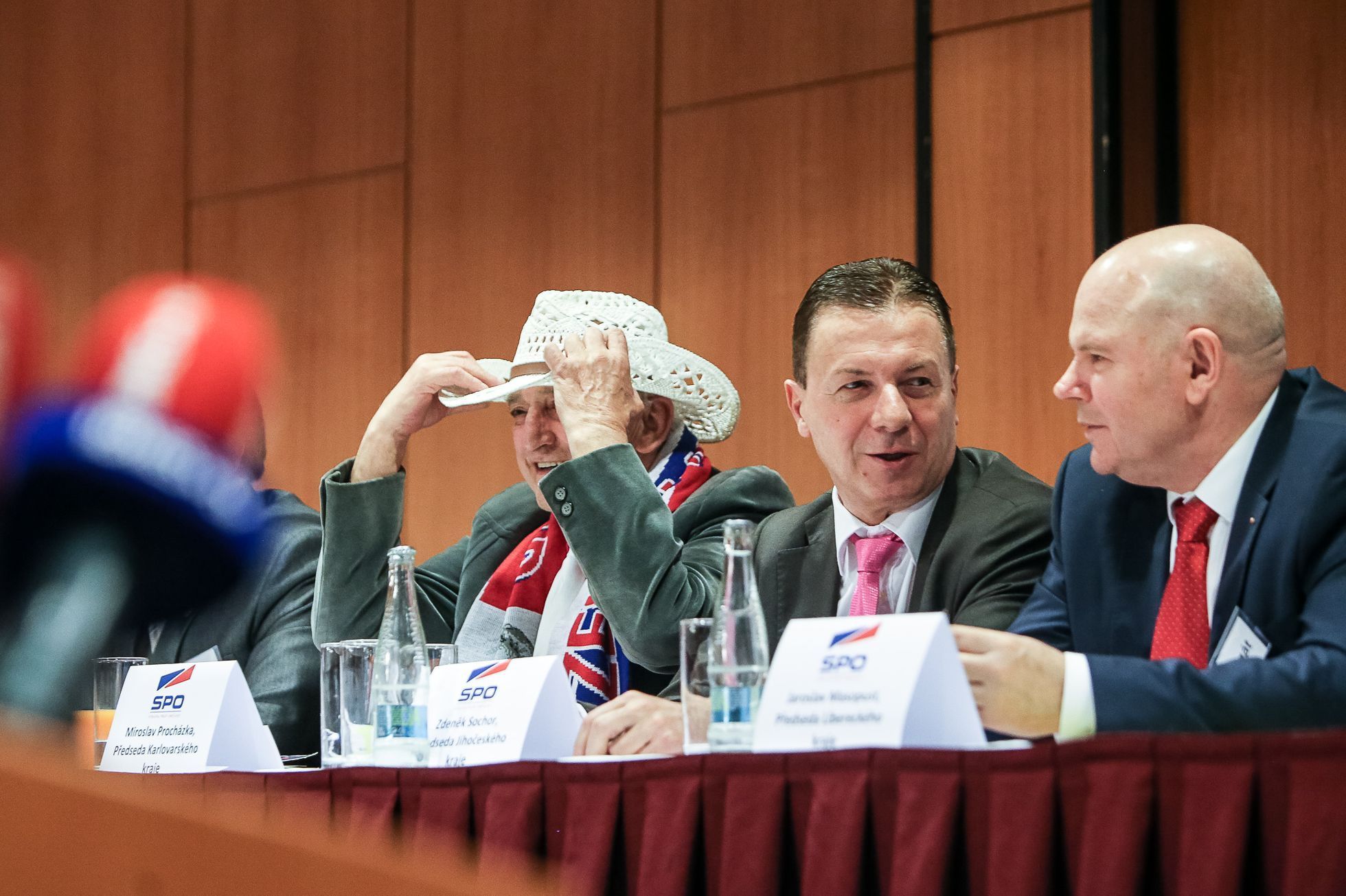 Volební sjezd SPO Zemanovci - Miloš Zeman, Martin Nejedlý, Vratislav Mynář - 28.3.2018