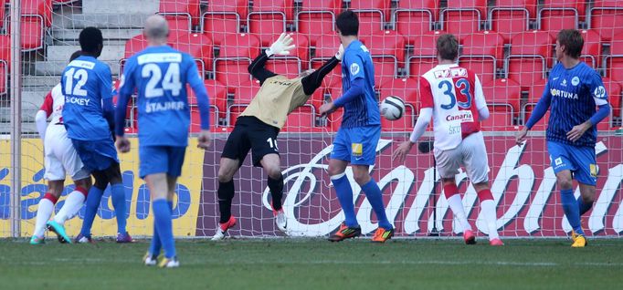 Fotbal, Slavia Praha - Liberec: Martin Dobrotka dává gól