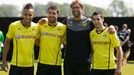 Nové posily Borussie Dortmund 2013 (Sokratis, Mchitarjan, Klopp a Aubameyang)