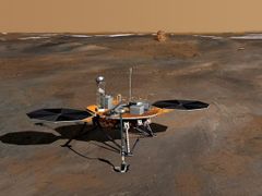 Sonda Phoenix na Marsu podle představ kreslíře americké kosmické agentury NASA.