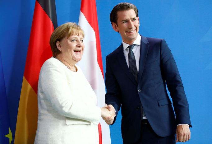 Rakouský kancléř Sebastian Kurz s německou kancléřkou Angelou Merkelovou.