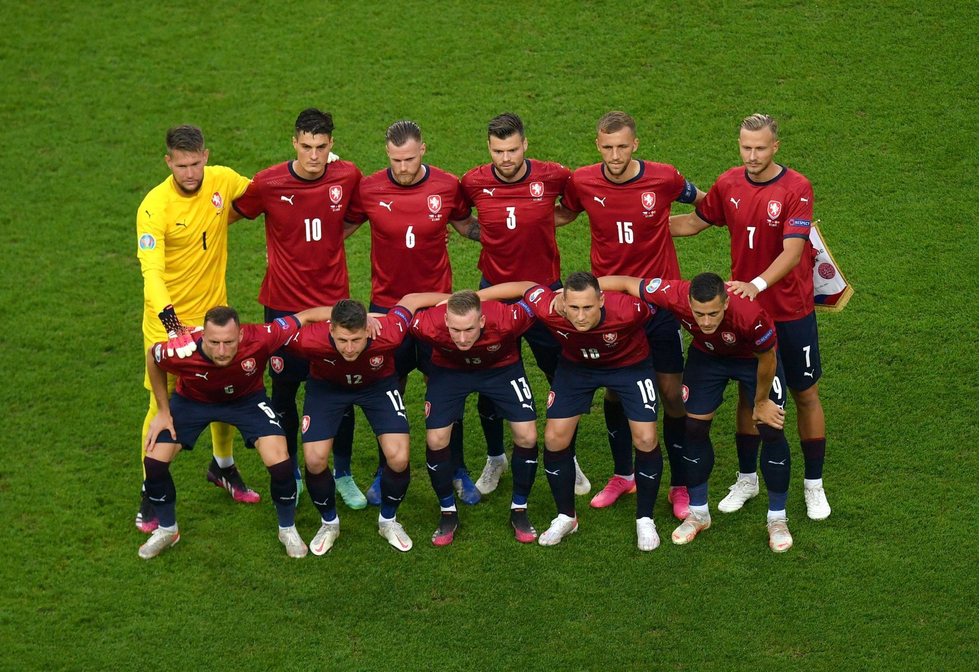 Hráči Česka před čtvrtfinále Česko - Dánsko na ME 2020