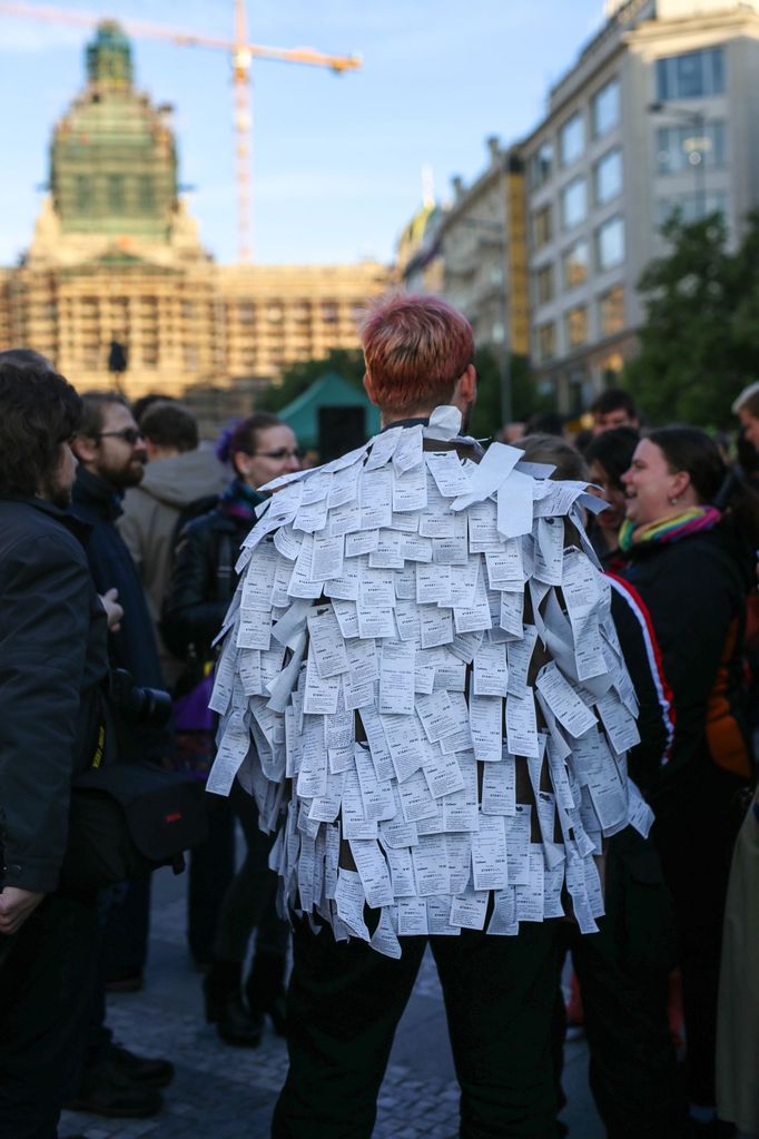 Demonstrace na Václavském náměstí.