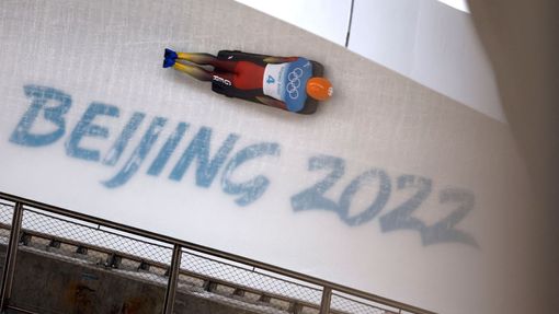 Němec Christopher Grotheer při závodě skeletonistů na olympiádě v Pekingu 2022