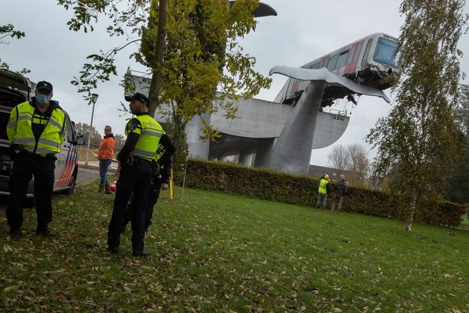 Kuriózní nehoda vlaku rotterdamského dopravního podniku RET.