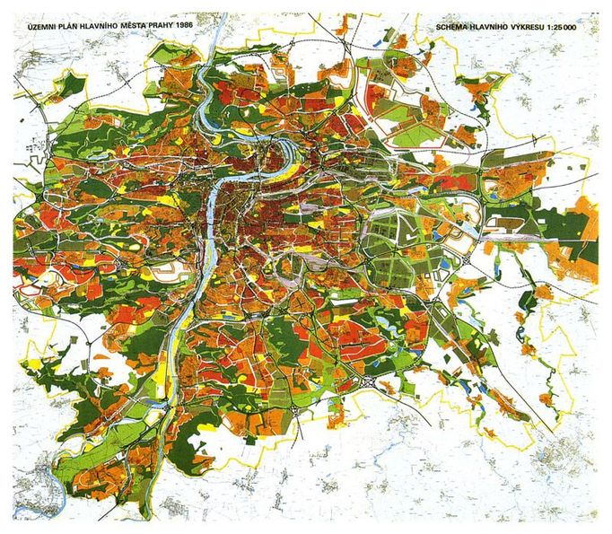 V 80. letech minulého století má Praha už takřjka identickou rozlohu, jakou jí známe dnes. Územní plán Prahy z roku 1986