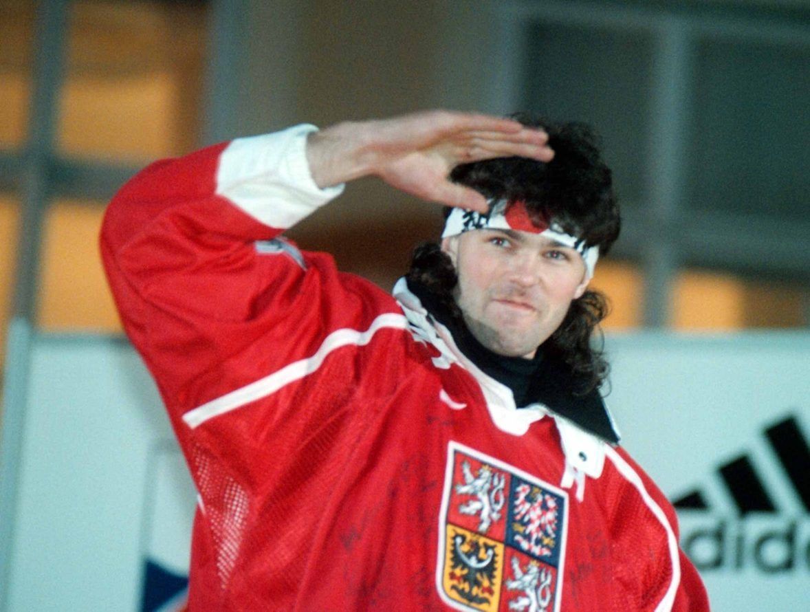 Jaromír Jágr po vítězném olympijském trurnaji v Naganu.