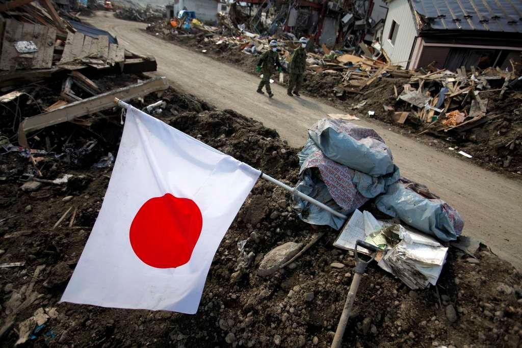 Japonská vlajka v troskách