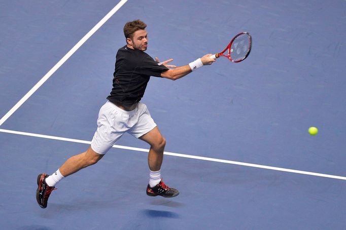 Stanislas Wawrinka na Turnaji mistrů 2013 (zápas s Berdychem)