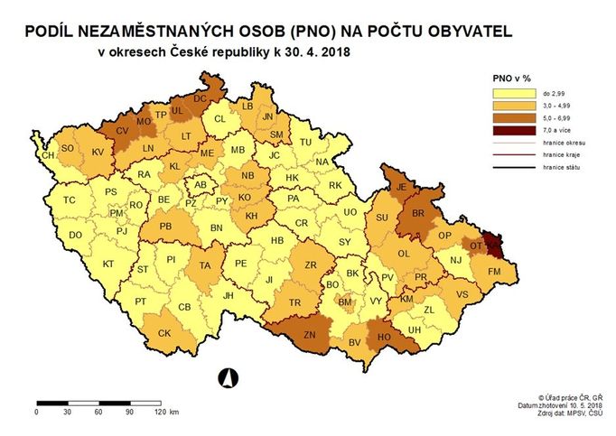 Nezaměstnanost v dubnu 2018.