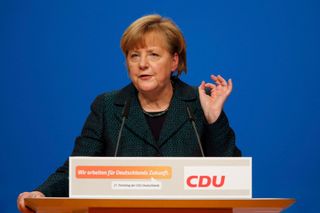 Německá kancléřka Angela Merkelová na sjezdu CDU v Kolíně nad Rýnem.