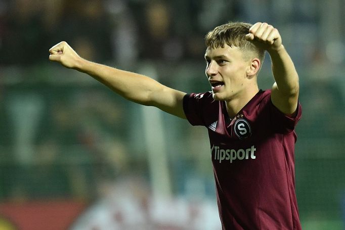 Sparťan Kryštof Daněk v zápase 4. kola FL Mladá Boleslav - Sparta