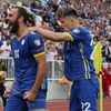 Vedat Muriqi slaví gól Kosova v zápase kvalifikace ME 2020 Kosovo - Česko.