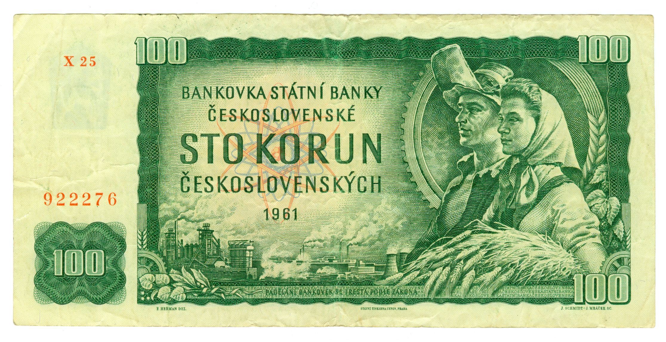 Stokoruna 100 korun československých bankovka 1961
