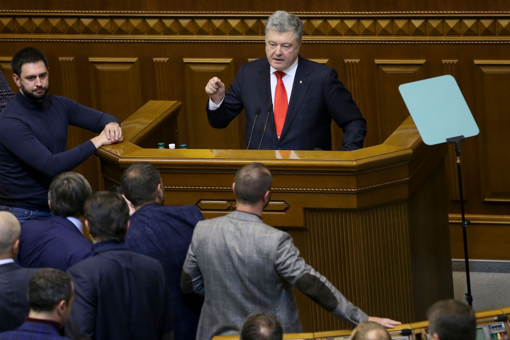 Prezident Petro Porošenko v ukrajinském parlamentu