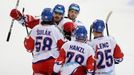 Češi se radují z branky v zápase s Finskem