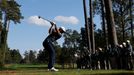 Golf - The Masters - Augusta National Golf Club - Augusta, Georgia, U.S. - November 15, 2020  Dustin Johnson of the U.S. hits his tee shot on the 17th hole during the fin