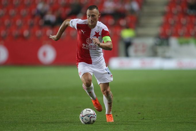 Jan Bořil v zápase 2. kola F:L Slavia - Příbram