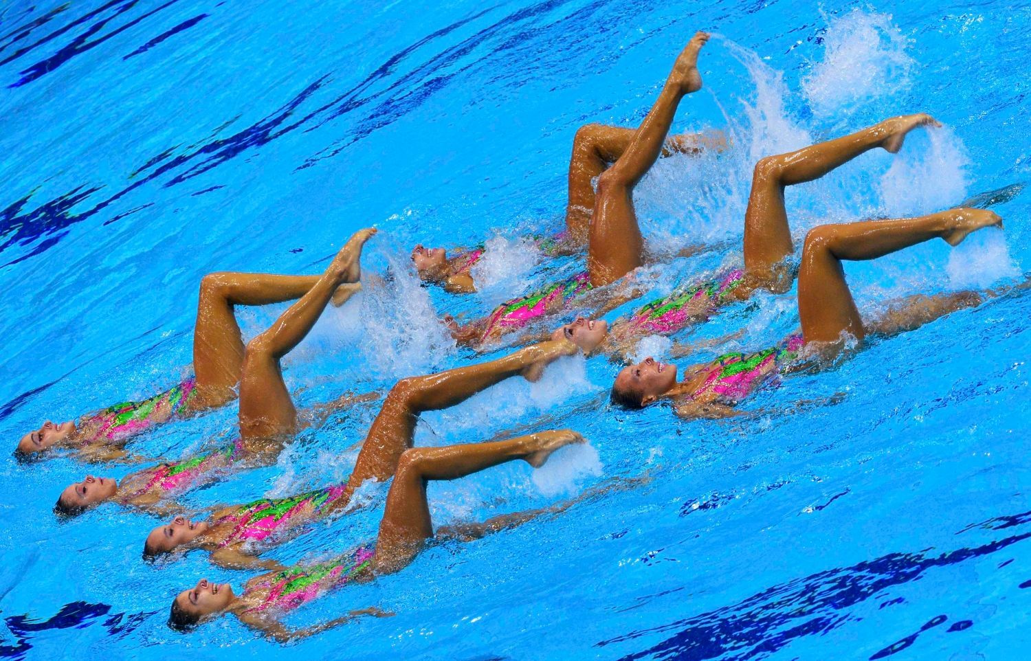 Synchronizované plavání na OH 2012 v Londýně.