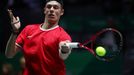 Tennis - Davis Cup Finals - Final - Caja Magica, Madrid, Spain - November 24, 2019   Canada's Denis Shapovalov in action during his match against Spain's Rafael Nadal   R