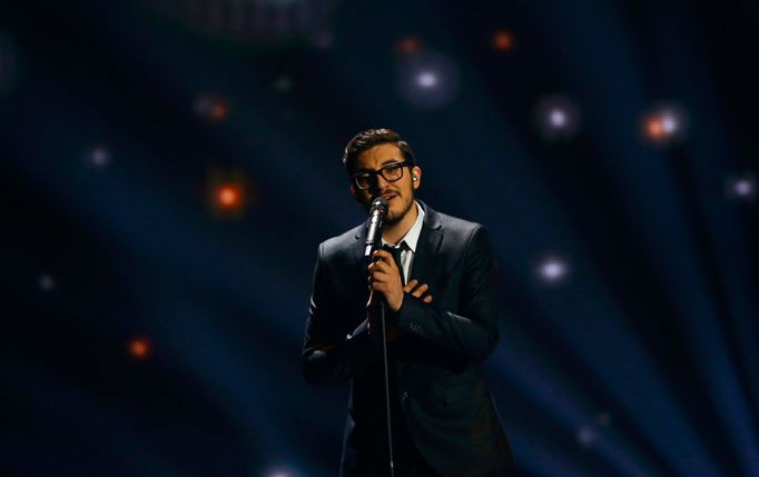 Singer Karayiannis representing Cyprus performs the song &quot;One Thing I Should Have Done&quot; during the second semifinal of the upcoming 60th annual Eurovision Song