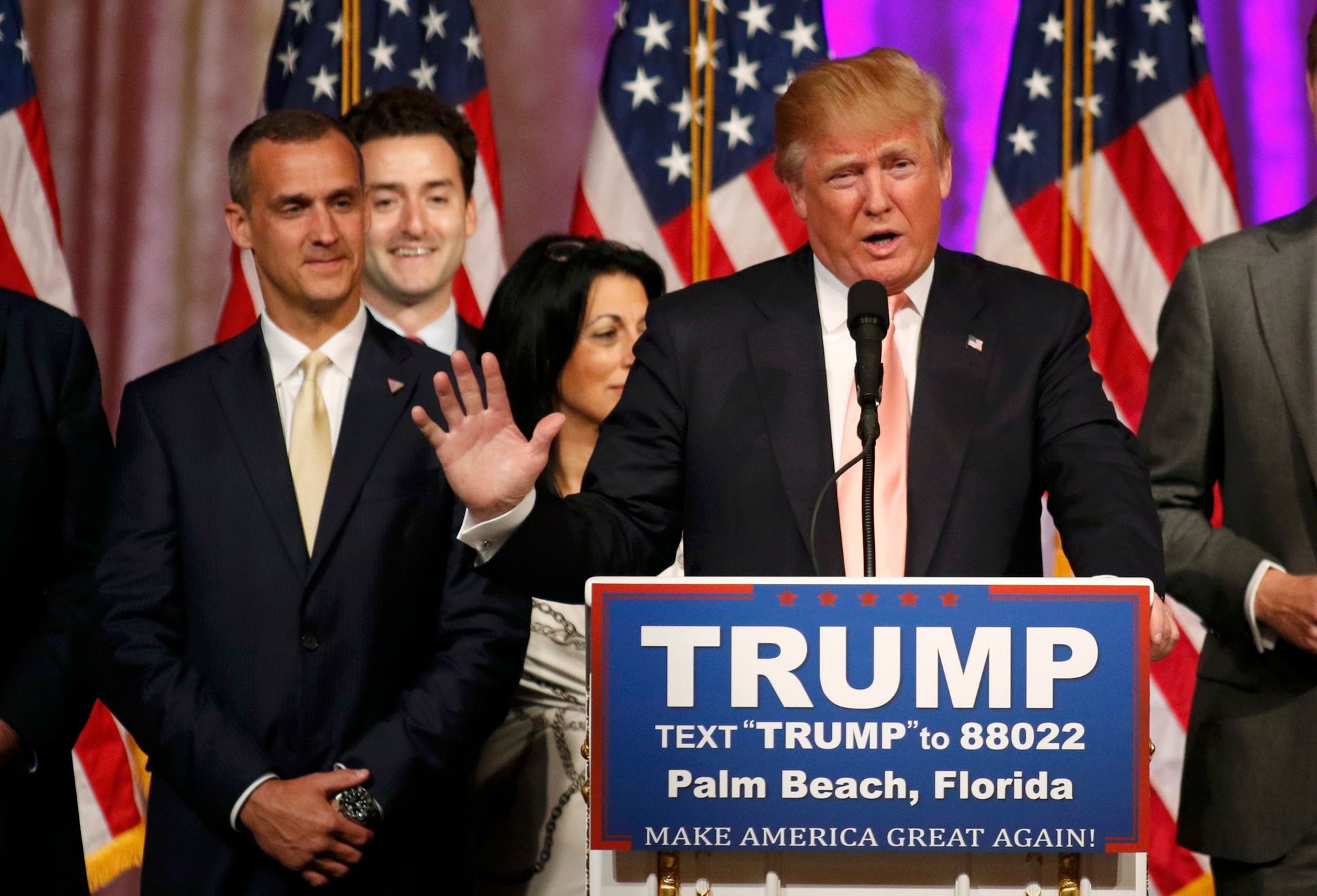 Donald Trump hovoří v Palm Beach.