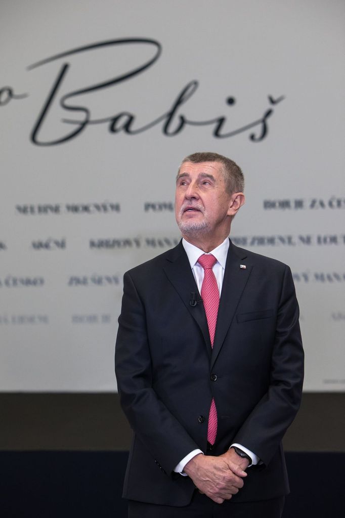 Prezidentský kandidát Andrej Babiš během svého vystoupení v pražském volebním štábu. 14. 1. 2023