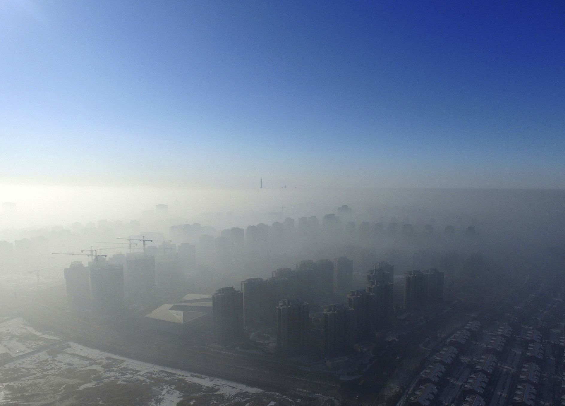 Smog v Tchien-ťin v Číně, leden 2017