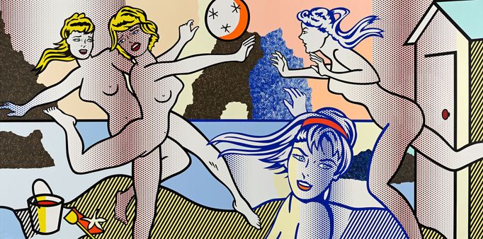 Roy Lichtenstein: Plážová scéna s hvězdicí, 1995, olej a akryl na plátně.