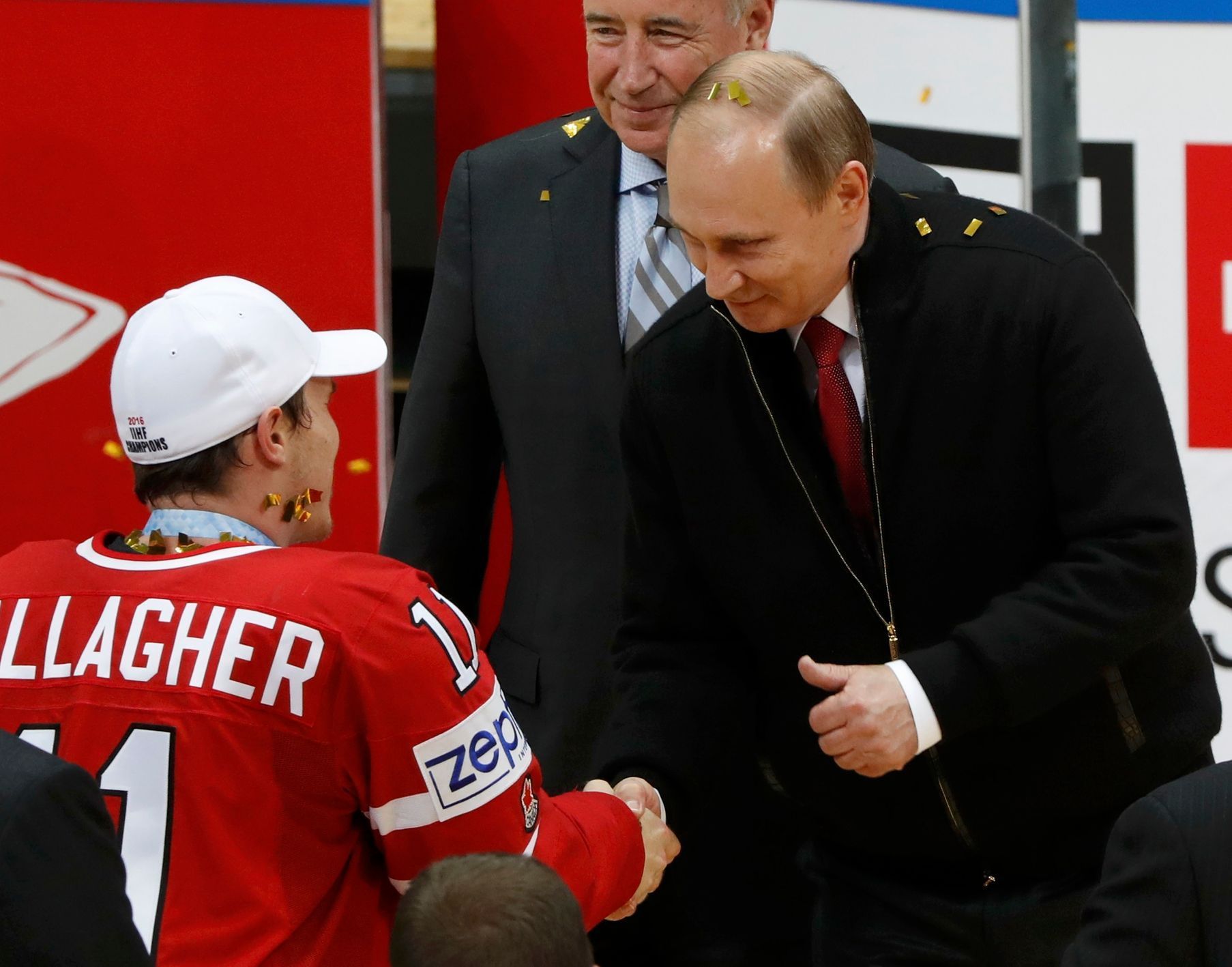 MS 2016 finále Kanada-Finsko: Brendan Gallagher a Vladimir Putin