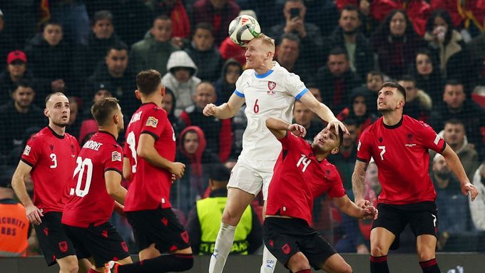 Václav Jemelka v zápase Ligy národů proti Albánii