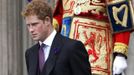 Britain's Prince Harry leaves after attending a service of thanksgiving to celebrate the Diamond Jubilee of Queen Elizabeth at St Paul's Cathedral in central London June 5, 2012. Four days of nationwide celebrations during which millions of people have turned out to mark the Queen's Diamond Jubilee conclude on Tuesday with a church service and carriage procession through central London. REUTERS/David Moir (BRITAIN - Tags: ANNIVERSARY ENTERTAINMENT SOCIETY RELIGION ROYALS) Published: Čer. 5, 2012, 12:49 odp.