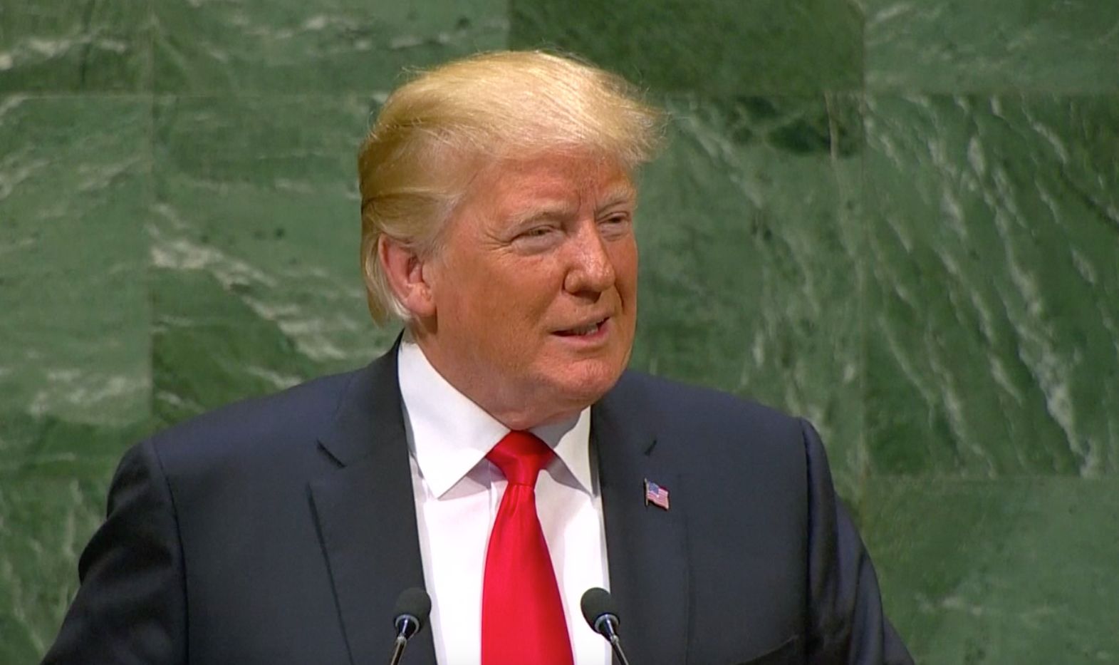 Donald Trump při proslovu v OSN.