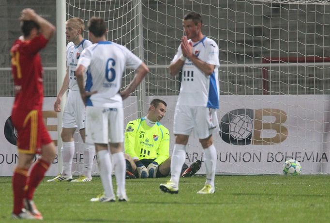 Fotbalisté Dukly Praha vstřelili gól v utkání proti Baníku Ostrava ve 14. kole Gambrinus ligy 2012/13.