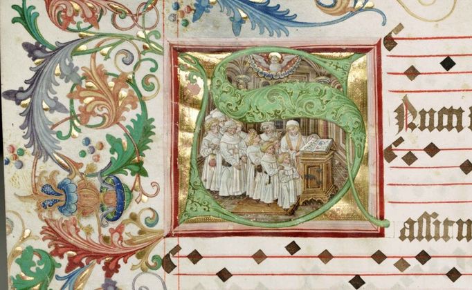 Bohatě iluminovaný rukopis graduál loucký pochází z roku 1499.