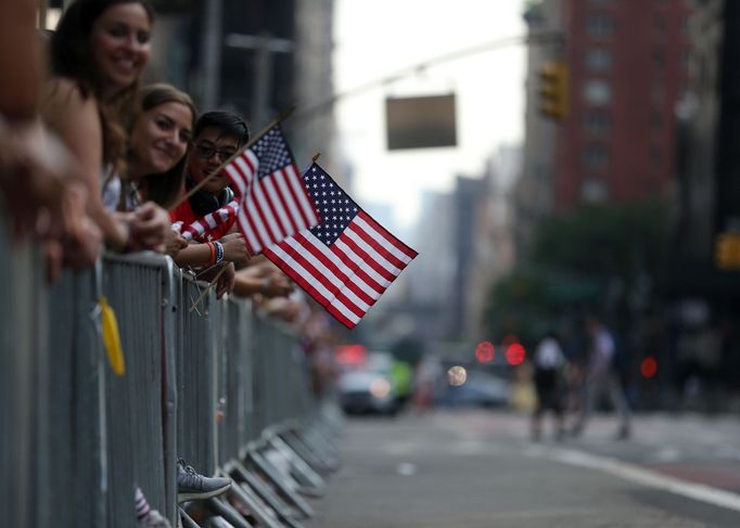 Průvod v New Yorku na počest amerických fotbalistek.