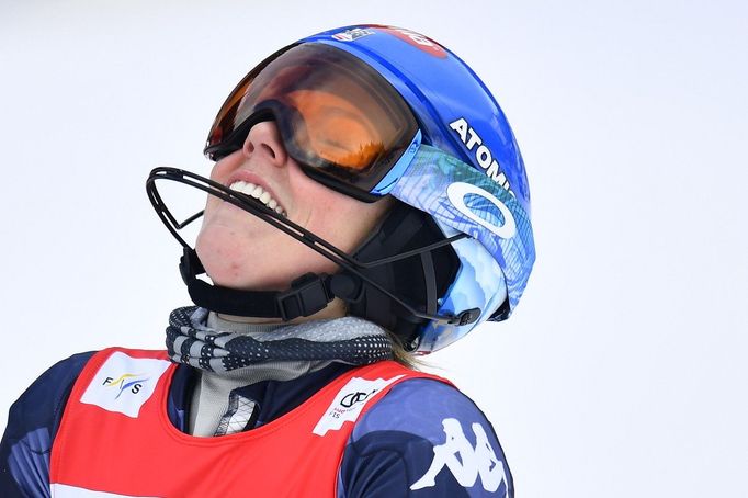 Mikaela Shiffrinová při sobotním slalomu SP ve Špindlerově Mlýně 2023