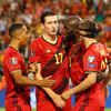 Belgičané slaví gól v zápase skupiny E kvalifikace MS Belgie - Česko