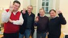 Občanské fórum po 20 letech: Alexandr Vondra, Jiří Křižan, Václav Havel a Michael Žantovský.