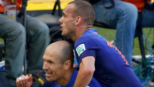 MS 2014, Nizozemsko-Austrálie: Arjen Robben a Wesley Sneijder