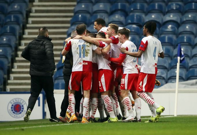 Soccer Football - Europa League - Round of 16 Second Leg - Rangers v Slavia Prague - Ibrox Stadium, Glasgow, Scotland, Britain - March 18, 2021 Slavia Prague's Nicolae St